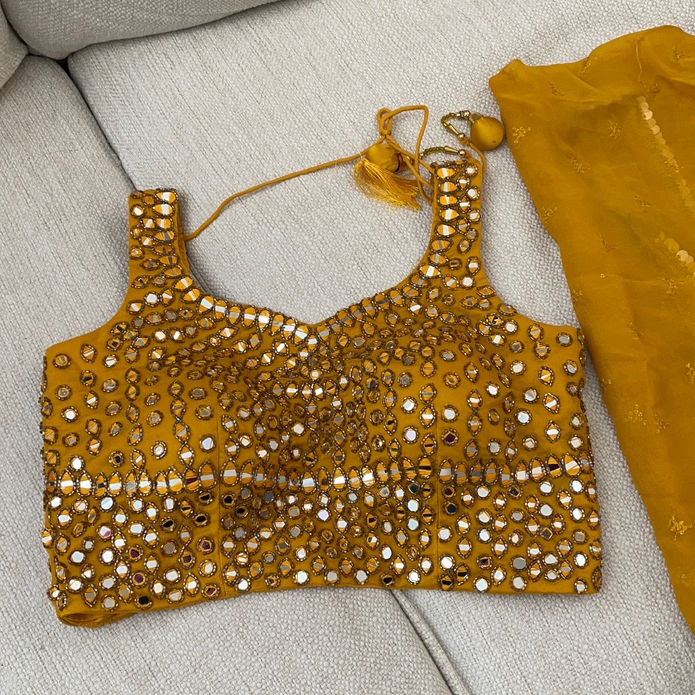 Mustard yellow Lehenga Murrow work